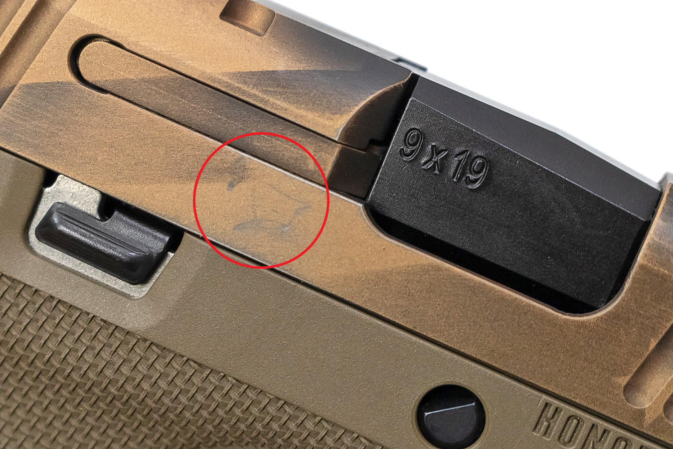 HONOR DEFENSE Honor Guard 9mm Sub-Compact Pistol with FDE Frame and Bronze USA Cerakote Slide (Blemished)